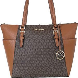 Michael Kors Charlotte Signature Large Top Zip Tote - Brown